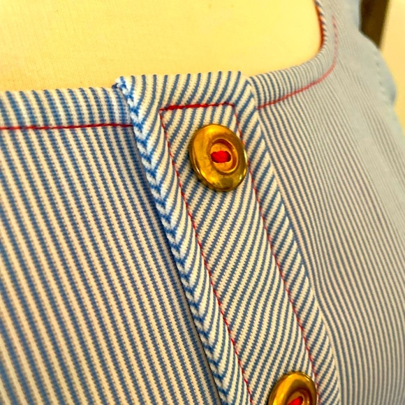 ⚓️Adorable blue striped vintage dress w/brass button front⚓️ - Picture 5 of 11